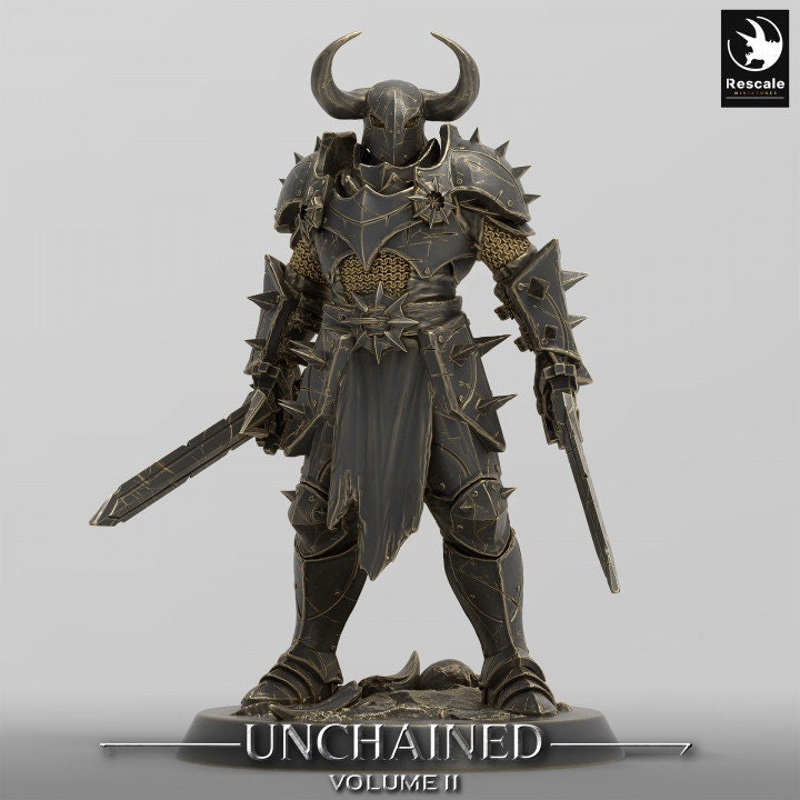 Oathbreaker Paladin, Fighter,Soldier Sword and Shield, DnD Unpainted Miniature| 28mm, 32mm,54mm,75mm,100mm Scales | Dungeons & Dragons - Only-Games