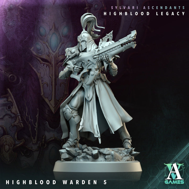 Sci-Fi Miniature Space Elf, Highblood Warden  | 28mm,32mm, 54mm, 75mm,100mm Scales | Resin Mini | Archvillain Games - Only-Games