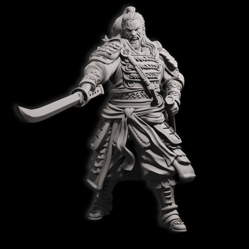 Human Fighter Samurai Kensa with Katana & Armor | DnD Miniature 28mm,32mm,54mm, 75mm,100mm Scale Pathfinder Figure/ DnD Figurine unpainted - Only-Games
