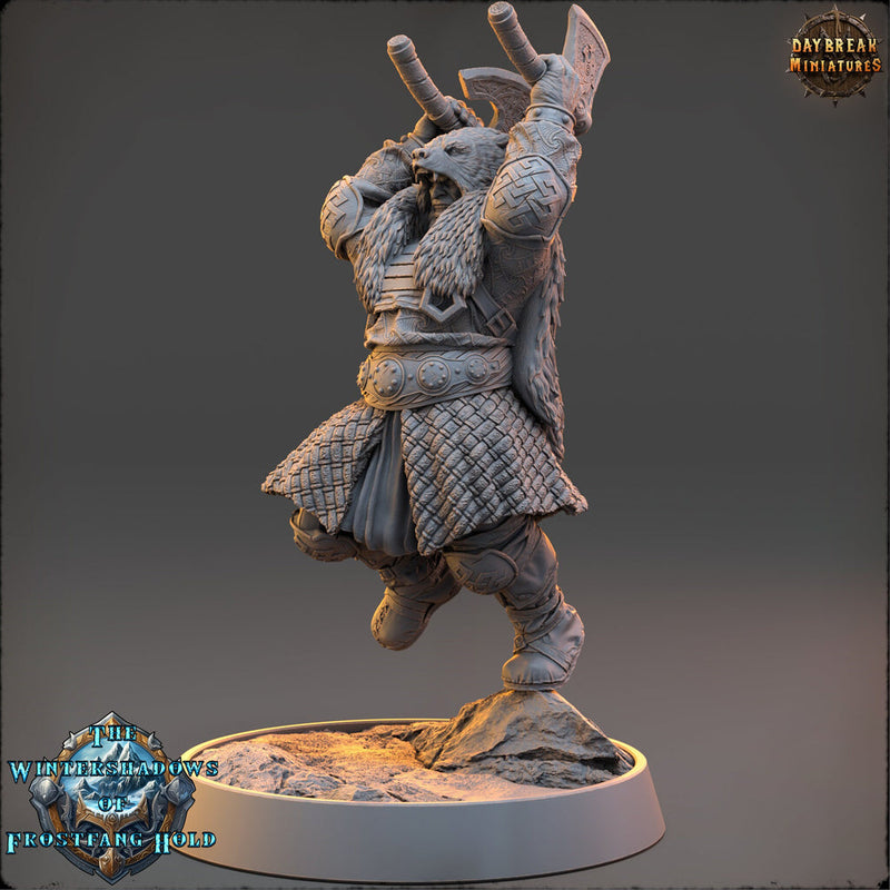 Viking Human Ranger Fighter Dual Axes PC NPC | 28mm, 32mm, 54mm, 75mm, 100mm Scales | Dungeons and Dragons | Pathfinder |Daybreak Miniatures - Only-Games