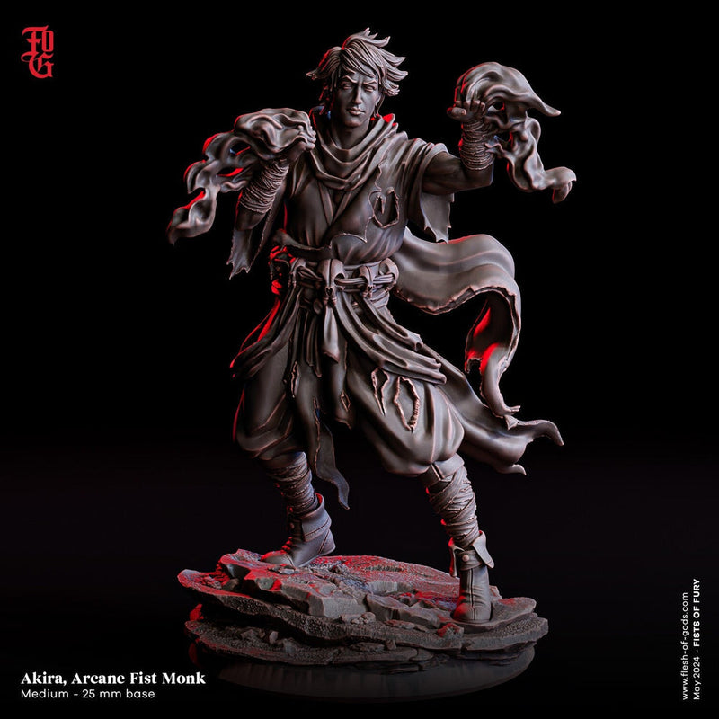 Human Monk PC / NPC DnD 5e | 28mm, 32mm, 54mm, 75mm, 100mm Scale Resin Miniature | Dungeons and Dragons | Flesh of Gods - Only-Games