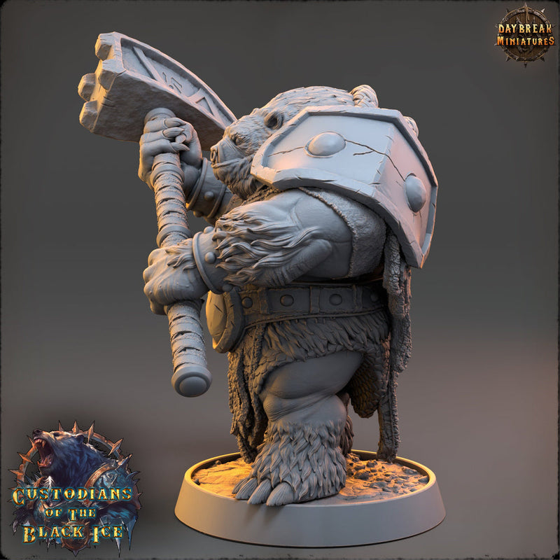 BearFolk Fighter Werebear Humanoid  Scales: 28mm, 32mm,54mm,75mm,100mm | D&D 5e | Dungeons and Dragons | Pathfinder | Daybreak Miniatures - Only-Games