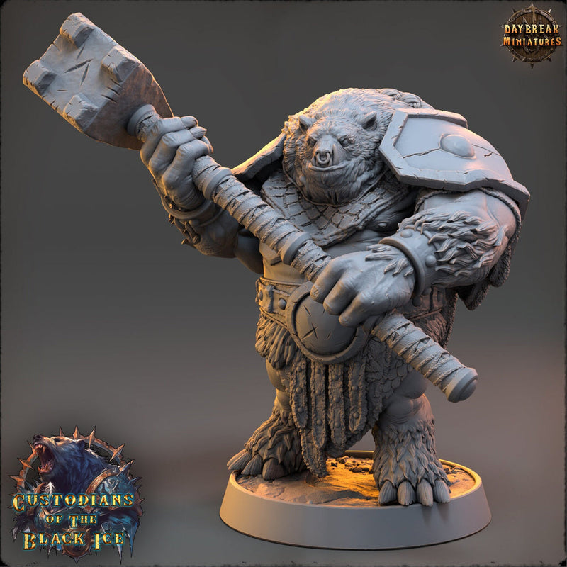 BearFolk Fighter Werebear Humanoid  Scales: 28mm, 32mm,54mm,75mm,100mm | D&D 5e | Dungeons and Dragons | Pathfinder | Daybreak Miniatures - Only-Games