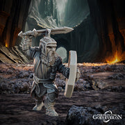 Dwarf Fighter w/ Sword and Shield Resin Miniature | Dungeons and Dragons 5e | 28mm,32mm,54mm,75mm, 100mm Scale |Pathfinder Mini for Painting - Only-Games