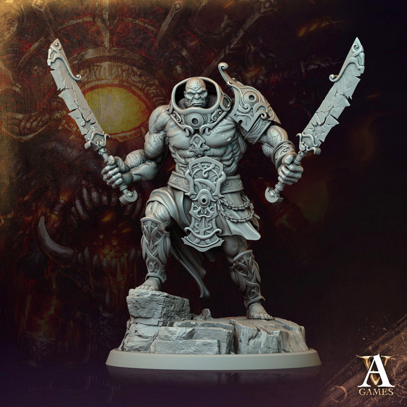 Half-Orc, Goliath Fighter Barbarian Dual Swords D&D 5e | Scales: 28mm, 32mm ,54mm, 75mm,100mm  Megaboss | Dungeons and Dragons | Pathfinder - Only-Games