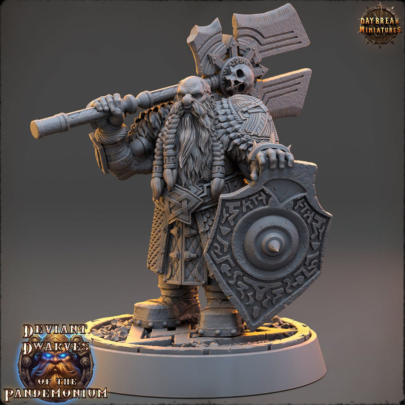 Dwarf Duergar Fighter | D&D| 28mm,32mm,54mm, 75mm, 100mm Scale | Pathfinder Mini for Painting | Daybreak Miniatures - Only-Games