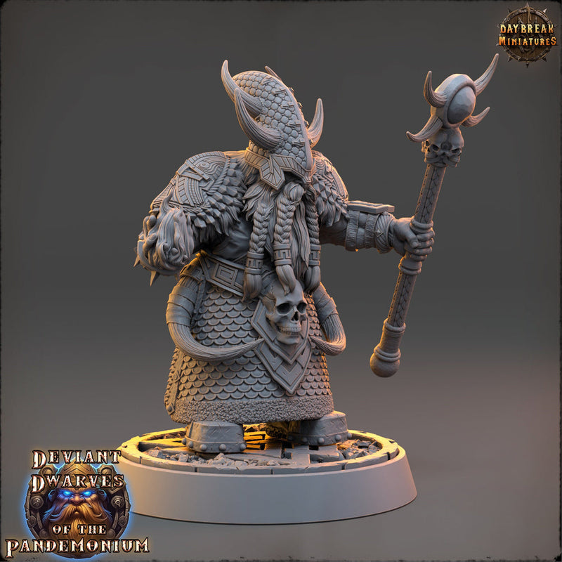 Dwarf Duergar Cleric Wizard | D&D 5e| 28mm,32mm,54mm, 75mm, 100mm Scale | Pathfinder Mini for Painting | Daybreak Miniatures - Only-Games