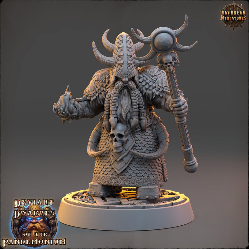 Dwarf Duergar Cleric Wizard | D&D 5e| 28mm,32mm,54mm, 75mm, 100mm Scale | Pathfinder Mini for Painting | Daybreak Miniatures - Only-Games