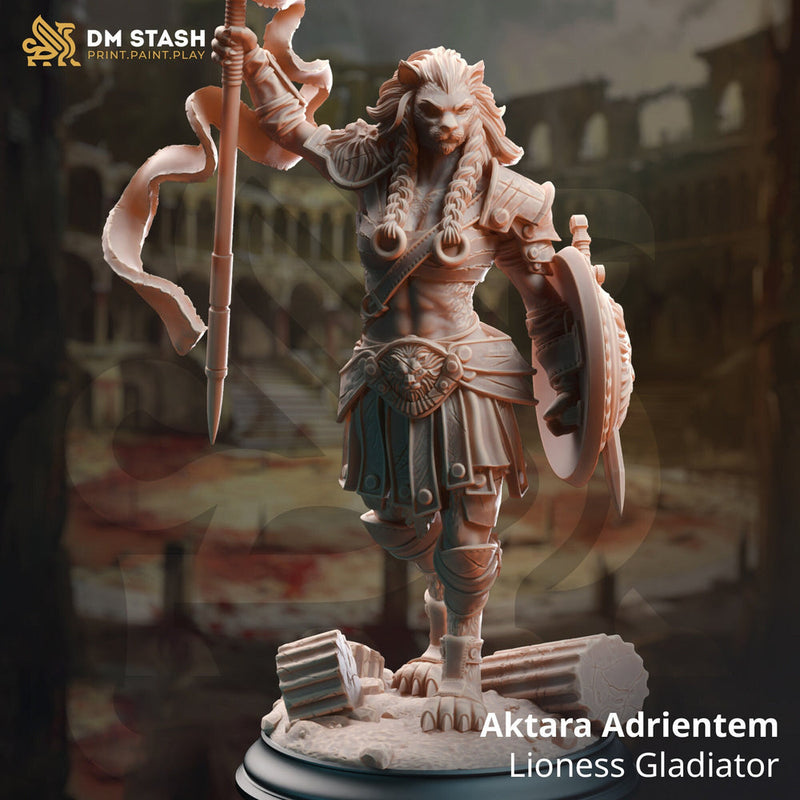 Female Leonin LionFolk Tabaxi Fighter Ranger Unpainted | 28mm,32mm,54mm,75mm,100mm Scale | Resin Dungeons and Dragons D&D 5e  | Pathfinder | - Only-Games