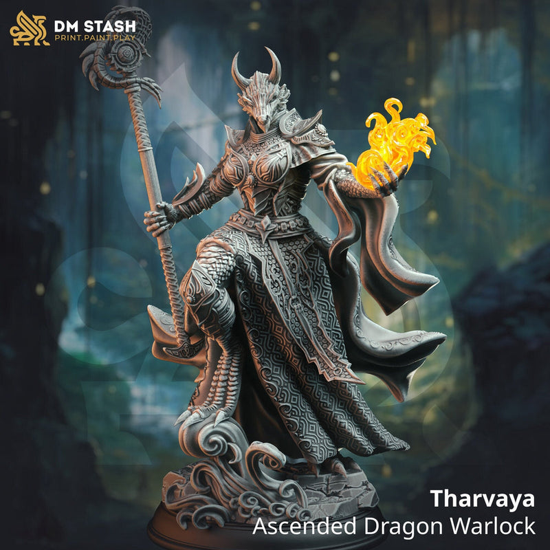 Dragonborn Wizard Sorcerer Warlock | Miniature | 28mm, 32mm, 54mm, 75mm, 100mm Scales | Pathfinder Figure | DnD | Figurine unpainted | - Only-Games