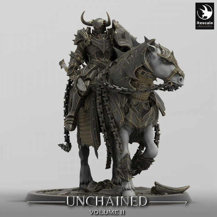 Chaos Knight Mounted on Horse Spear , Oathbreaker Paladin |  Dungeons and Dragons 5e  | 28mm,32mm,54mm,75mm Scale | Pathfinder - Only-Games