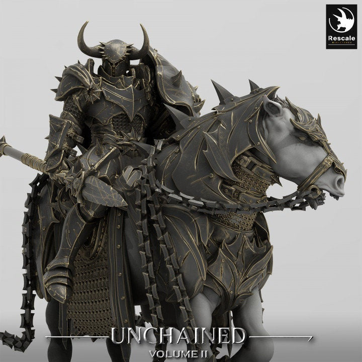 Chaos Knight Mounted on Horse Spear , Oathbreaker Paladin |  Dungeons and Dragons 5e  | 28mm,32mm,54mm,75mm Scale | Pathfinder - Only-Games