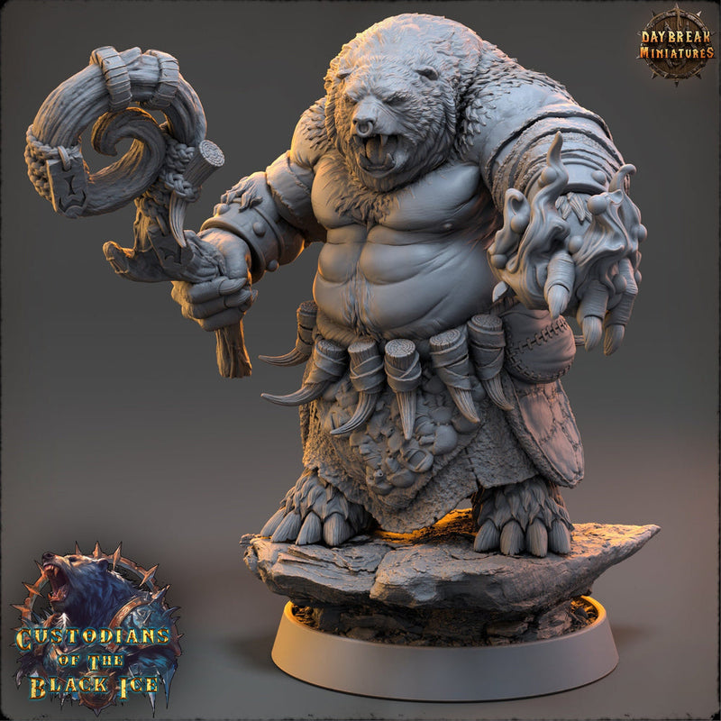 Druid BearFolk  Werebear Humanoid  Scales: 28mm, 32mm,54mm,75mm,100mm | D&D 5e | Dungeons and Dragons | Pathfinder | Daybreak Miniatures - Only-Games