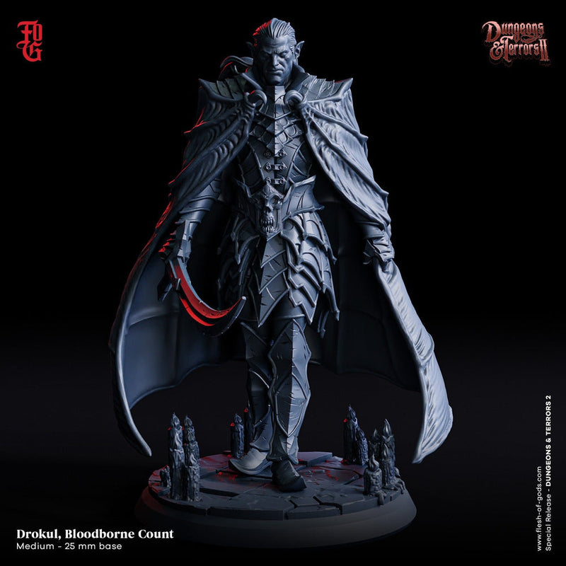 Vampire Lord Strahd Standing | 5 Sizes Scale | Undead Dungeons & Dragons 5e Miniatures | Pathfinder | Figurine - Only-Games