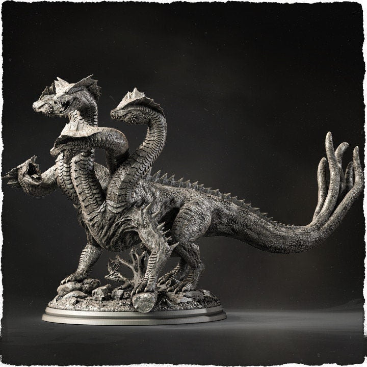 HYDRA 5 heads (2 sizes 28mm, 32mm Scale) D&D  Miniature |  140mm High, 200mm Long,   | Resin Hydra Statue Figurine | Dungeons and Dragons 5e - Only-Games