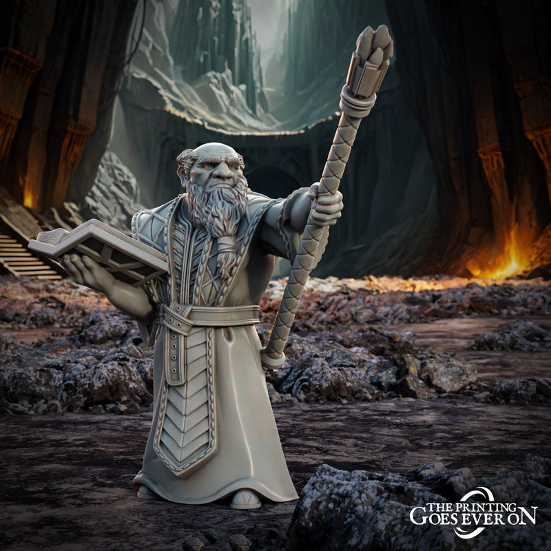Dwarf Wizard Miniatures | Spell Caster | Dungeons and Dragons | 28mm,32mm,54mm, 75mm, 100mm Scales | Pathfinder | Figure for Painting| - Only-Games
