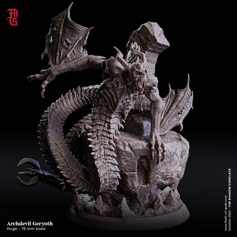 Archdevil Geryoth, Demon Lord Fiend | 28mm,32mm,54mm,75mm,100mm Scale  - Boss Monster Mini D&D 5e - Pathfinder Figurine | Flesh of Gods