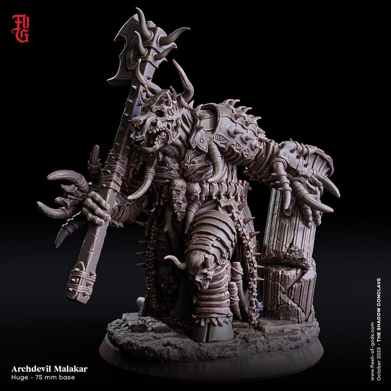 Archdevil Malakar, Demon Lord Fiend | 28mm,32mm,54mm,75mm,100mm Scale  - Boss Monster Mini D&D 5e - Pathfinder Figurine | Flesh of Gods - Only-Games