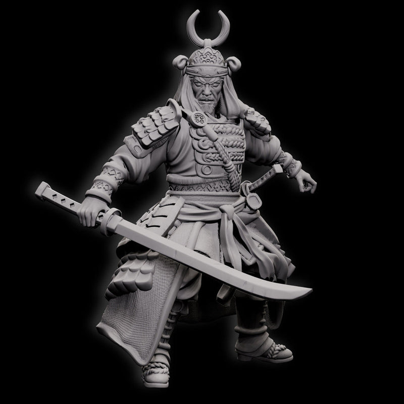 Human Fighter Samurai Kensa with Katana & Armor | DnD Miniature 5 Sizes /Scale / unpainted - Only-Games