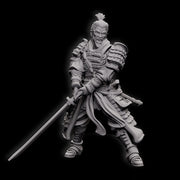 Human Fighter Samurai Kensa with Katana & Armor | DnD Miniature 28mm,32mm,54mm, 75mm,100mm Scale Pathfinder Figure/ DnD Figurine unpainted - Only-Games