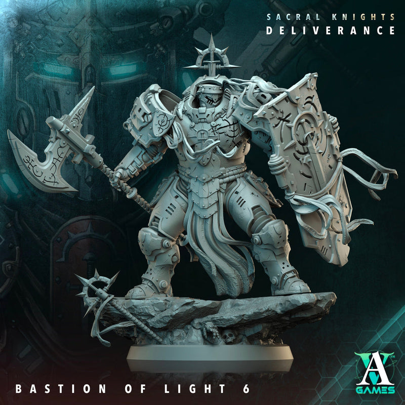 Sci-Fi Miniature Space Knight, Bastion of Light | 28mm,32mm, 54mm, 75mm,100mm Scales | Resin Mini | Archvillain Games - Only-Games