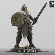 Ranger, Fighter, Sword and Shield, DnD Unpainted Miniature| 28mm, 32mm,54mm,75mm,100mm Scales | Dungeons & Dragons - Only-Games