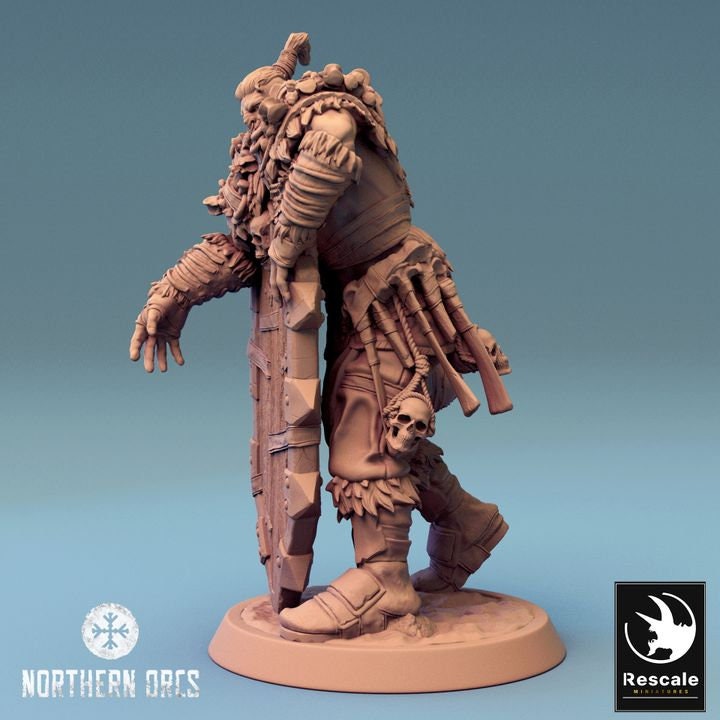 Orc Fighter Barbarian Shield, Half-Orc | Scales: 28mm,32mm ,,54mm,75mm,100mm  Megaboss | Dungeons & Dragons 5e |Pathfinder - Only-Games