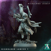 Sci-Fi Miniature Space Elf, Highblood Lancer  | 28mm,32mm, 54mm, 75mm,100mm Scales | Resin Mini | Archvillain Games - Only-Games