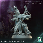 Sci-Fi Miniature Space Elf, Highblood Lancer  | 28mm,32mm, 54mm, 75mm,100mm Scales | Resin Mini | Archvillain Games - Only-Games