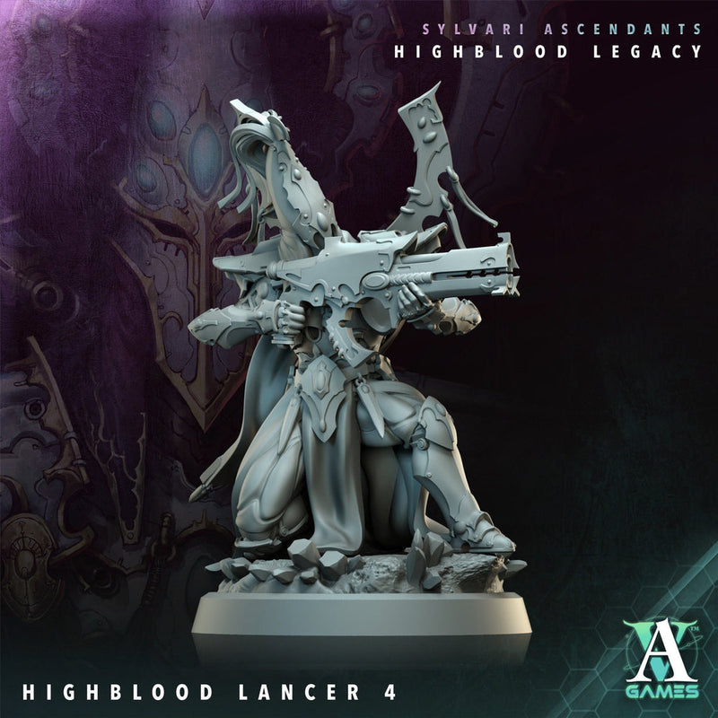 Sci-Fi Miniature Space Elf, Highblood Lancer  | 28mm,32mm, 54mm, 75mm,100mm Scales | Resin Mini | Archvillain Games - Only-Games