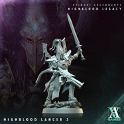 Sci-Fi Miniature Space Elf, Highblood Lancer  | 28mm,32mm, 54mm, 75mm,100mm Scales | Resin Mini | Archvillain Games - Only-Games