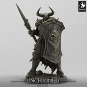 Fighter, Ranger Spear and Shield, Oathbreaker Paladin, DnD Unpainted Miniature| 28mm, 32mm,54mm,75mm,100mm Scales | Dungeons & Dragons - Only-Games