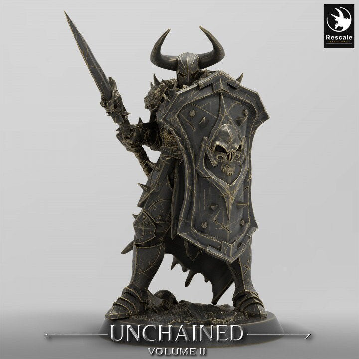 Fighter, Ranger Spear and Shield, Oathbreaker Paladin, DnD Unpainted Miniature| 28mm, 32mm,54mm,75mm,100mm Scales | Dungeons & Dragons - Only-Games