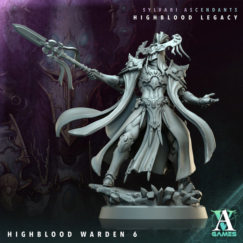 Sci-Fi Miniature Space Elf, Highblood Warden  | 28mm,32mm, 54mm, 75mm,100mm Scales | Resin Mini | Archvillain Games - Only-Games