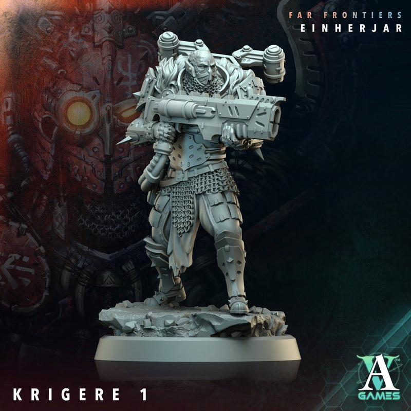 Sci-Fi Miniature Army Krigere Infantry Corp |  28mm,32mm,54mm,75mm,100mm Scale | Resin Mini | Morior Shocktrooper TPG | Archvillain Games - Only-Games