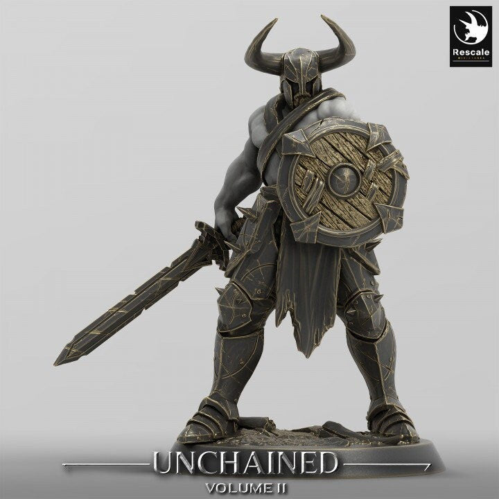 Ranger, Fighter, Sword and Shield, DnD Unpainted Miniature| 28mm, 32mm,54mm,75mm,100mm Scales | Dungeons & Dragons - Only-Games
