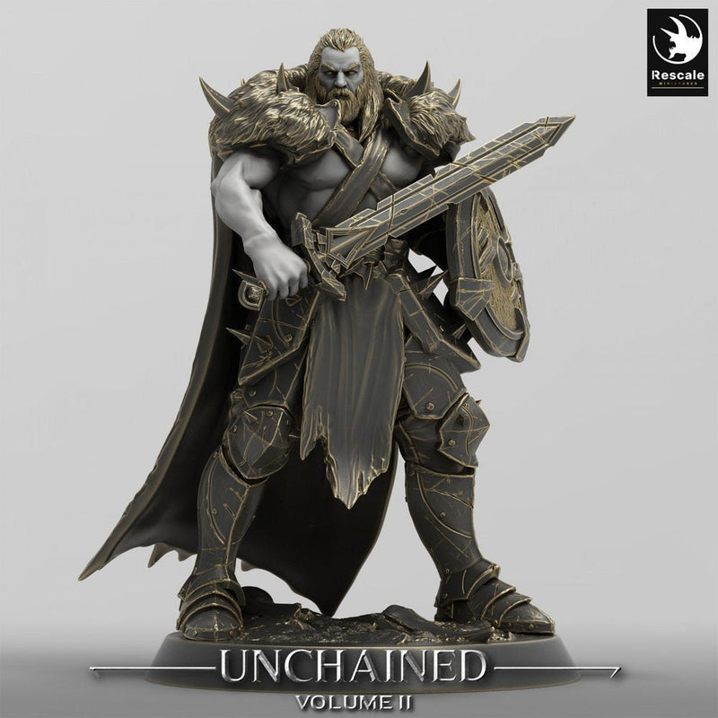 Ranger, Fighter, Sword and Shield, DnD Unpainted Miniature| 28mm, 32mm,54mm,75mm,100mm Scales | Dungeons & Dragons - Only-Games
