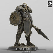 Ranger,Fighter, Spear and Shield, Oathbreaker Paladin, DnD Unpainted Miniature| 28mm, 32mm,54mm,75mm,100mm Scales | Dungeons & Dragons - Only-Games