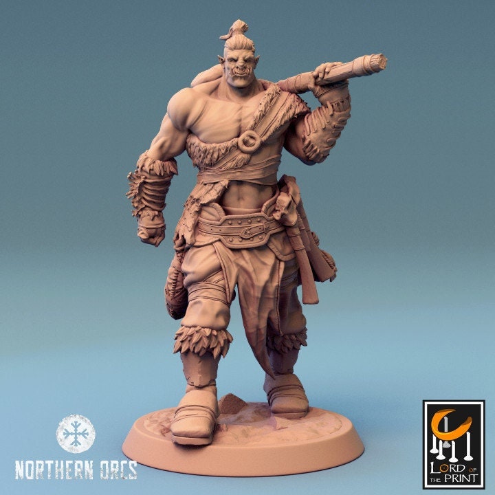 Orc Fighter Barbarian Battle Hammer, Half-Orc | Scales: 28mm,32mm ,54mm,75mm,100mm  Megaboss | Dungeons & Dragons 5e | Pathfinder - Only-Games