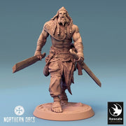 Orc Fighter Barbarian Two Swords, Half-Orc | Scales: 28mm,32mm , 54mm,75mm,100mm  Megaboss | Dungeons & Dragons 5e | Pathfinder - Only-Games