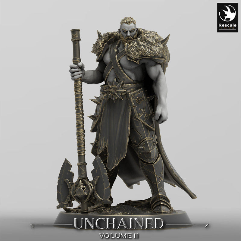 Barbarian Human / Goliath, Ranger,Fighter, with Big Axe, DnD Unpainted Miniature| 28mm, 32mm,54mm,75mm,100mm Scales | Dungeons & Dragons - Only-Games