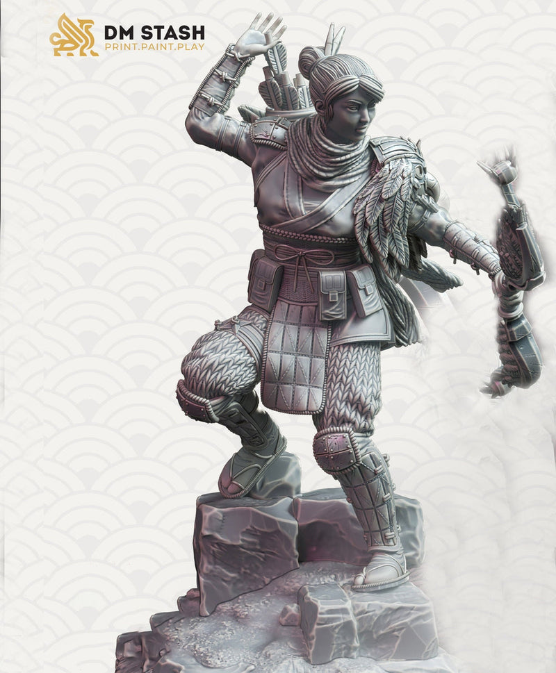 Female Fighter Ranger Sharpshooter | Miniature | 28mm, 32mm, 75mm, 100mm Scales | Pathfinder Figure | DnD | Figurine unpainted | DM Stash - Only-Games
