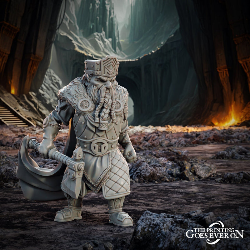 Dwarf King Fighter Battle Axe Miniature | Dungeons and Dragons 5e | 28mm,32mm,54mm,75mm, 100mm Scale | Pathfinder Mini for Painting - Only-Games