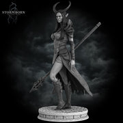 Female Tiefling Sorceress Warlock, PC / NPC Miniature | 28mm, 32mm, 54mm,75mm, 100mm Scales | Pathfinder Figure | DnD | Figurine unpainted | - Only-Games