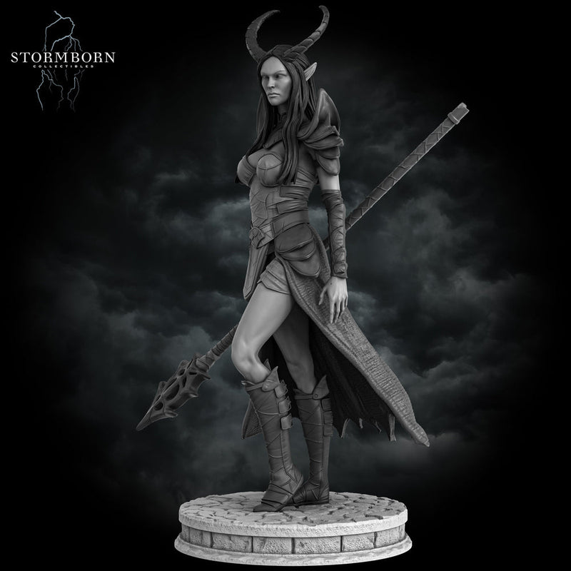 Female Tiefling Sorceress Warlock, PC / NPC Miniature | 28mm, 32mm, 54mm,75mm, 100mm Scales | Pathfinder Figure | DnD | Figurine unpainted | - Only-Games
