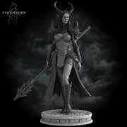 Female Tiefling Sorceress Warlock, PC / NPC Miniature | 28mm, 32mm, 54mm,75mm, 100mm Scales | Pathfinder Figure | DnD | Figurine unpainted | - Only-Games