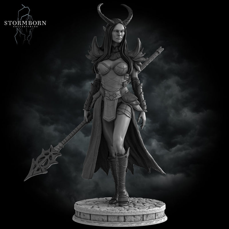 Female Tiefling Sorceress Warlock, PC / NPC Miniature | 28mm, 32mm, 54mm,75mm, 100mm Scales | Pathfinder Figure | DnD | Figurine unpainted | - Only-Games