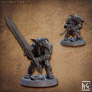 Goblin Fighter  2-handed Sword, Goblin 2 Knives  | 28mm, 32mm Scale, 54 tall, 75 tall Resin Miniature | Dungeons and Dragons | Artisan Guild - Only-Games