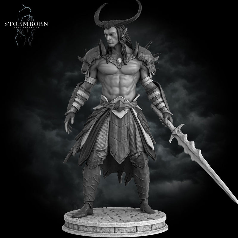 Tiefling Hexblade Warlock, Ranger Fighter PC / NPC Miniature | 28mm, 32mm, 54mm,75mm, 100mm Scales | Pathfinder Figure | D&D 5e | Resin mini - Only-Games