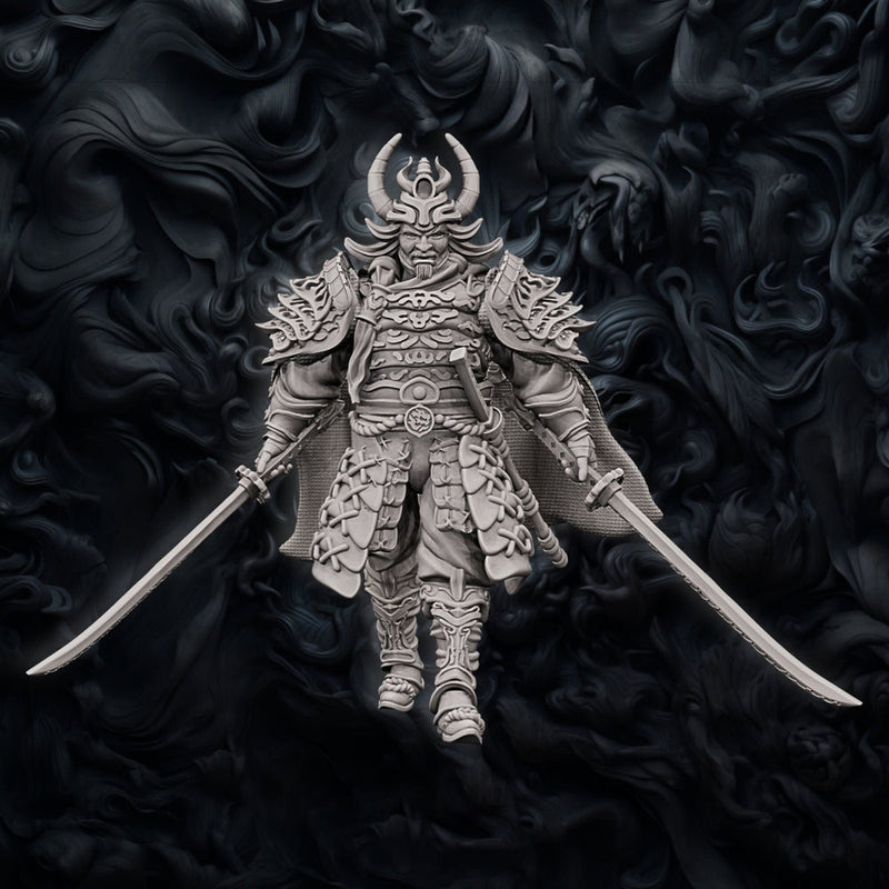 Fighter Battle Master, Samurai, Two Katanas & Armor | DnD Miniature 28mm,32mm,54mm, 75mm,100mm Scale Pathfinder Figure/ DnD mini unpainted - Only-Games